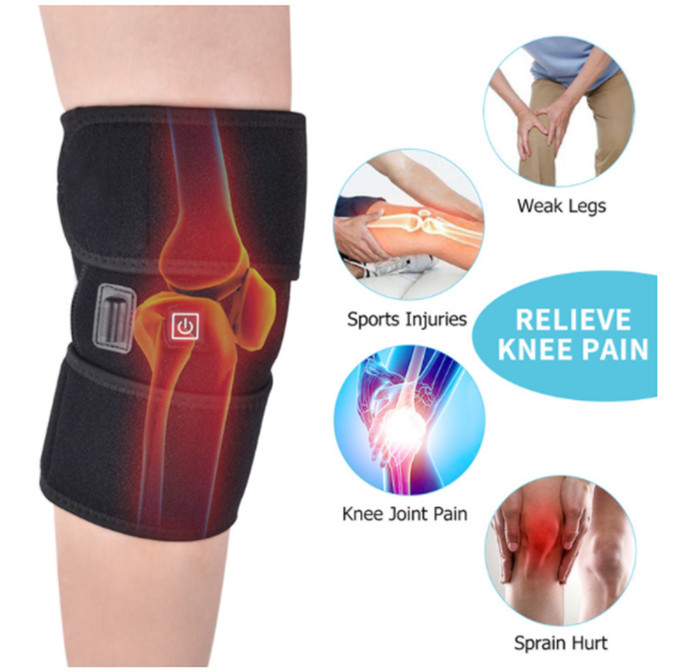 Heated Knee Brace Wrap Knee Heating Pad with 3 Heat Adjustable USB Cable for Knee Injury, Muscles Pain Relief