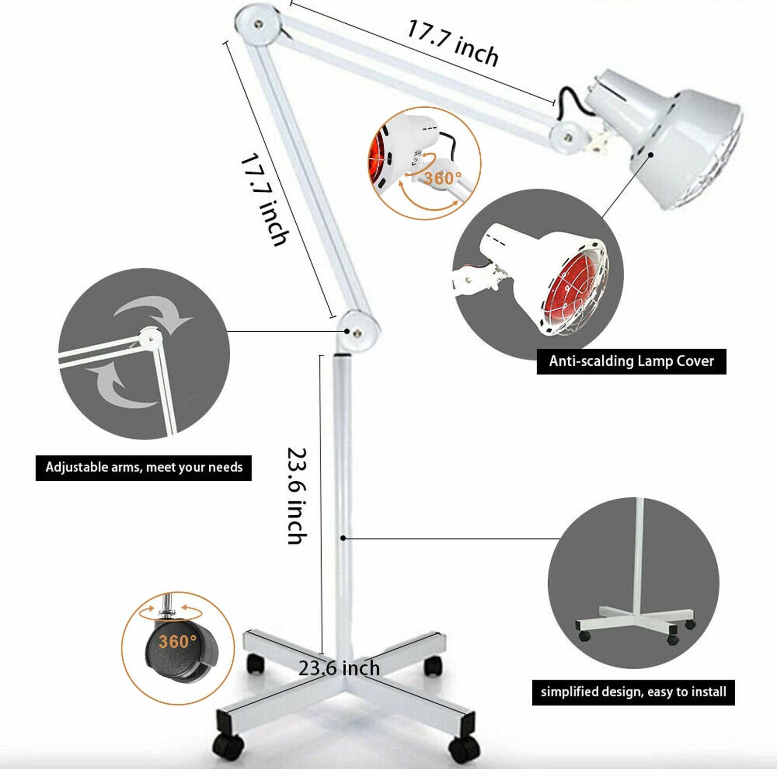 Infrared Light, 275W Infrared Heat Lamp,Therapy Heating Lamp for Relieve Joinpt Pain and Muscle Aches