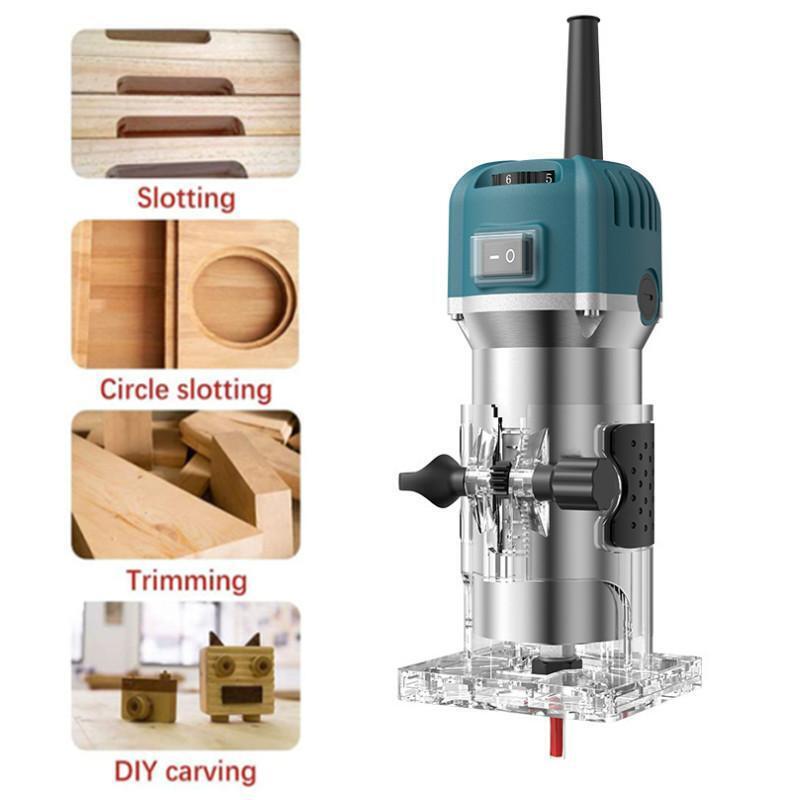Wood Router Tool, Compact Trim Router with 6 Variable Speed, 15 Wood Router Bits, Collets and Dust Hood