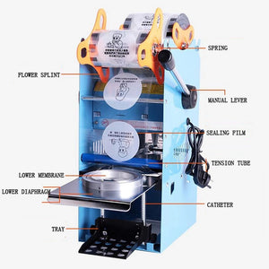 Cup Sealing Machine Commercial Bubble Tea Cup Sealing Machine With Control Panel 270W Electric Cup Sealer Machine For Sealing 9.5cm PP PE PC Cups 300-500 Cups/h