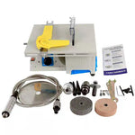 Gem Jewelry Polishing Grinding Machine Mini Table Saw Polisher Bench Buffer Machine, DIY Lathe Machine 0-10000r/min with Flexible Shaft for Home Woodworking Carving Hobbies