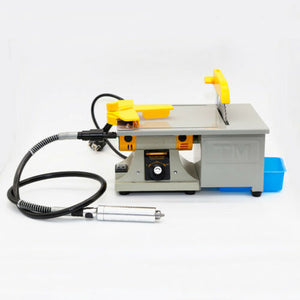 Gem Jewelry Polishing Grinding Machine Mini Table Saw Polisher Bench Buffer Machine, DIY Lathe Machine 0-10000r/min with Flexible Shaft for Home Woodworking Carving Hobbies