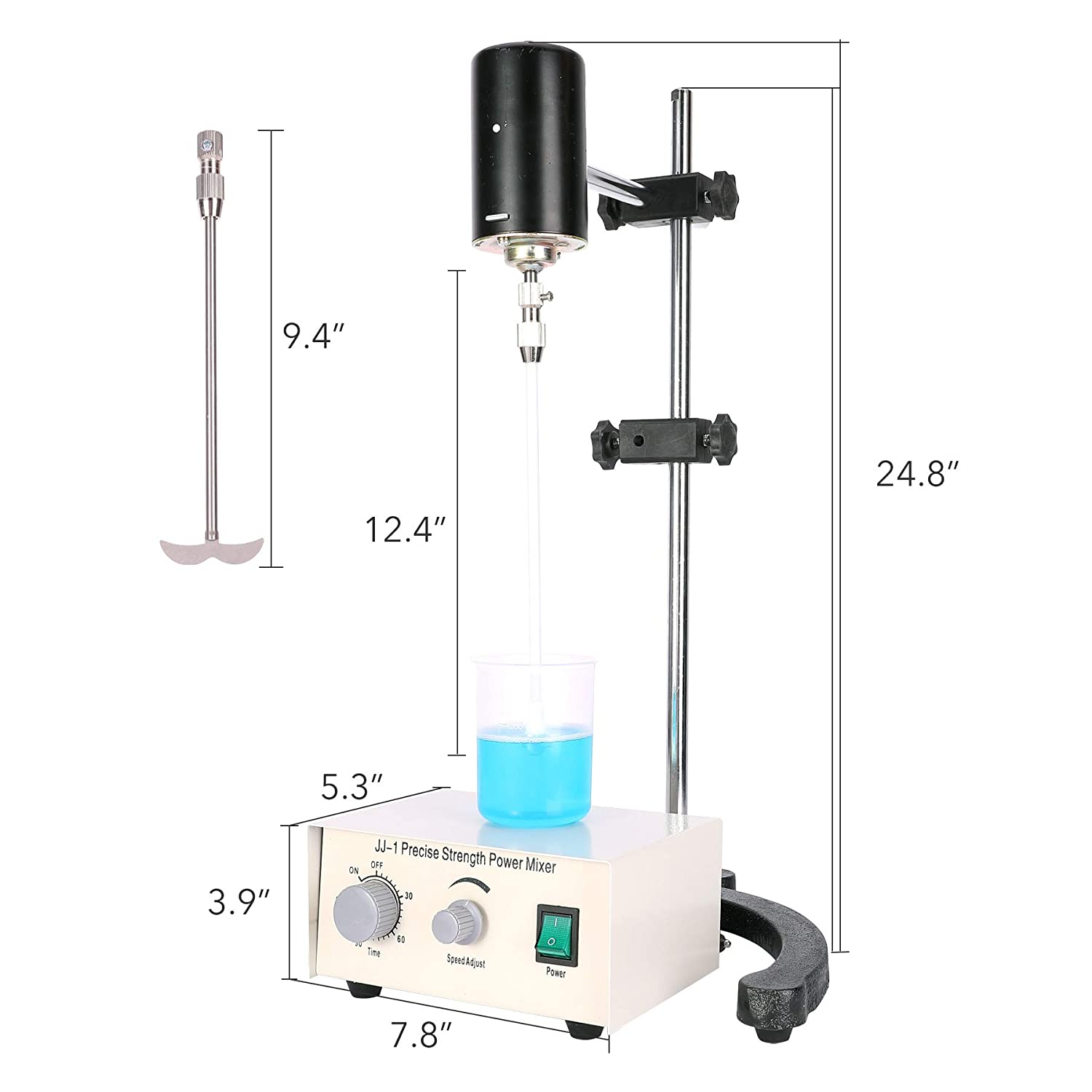 100W Electric Overhead Stirrer Digital Auto Stirrer with Time Setting & Speed Height Adjusting for Home Lab Homebrew Kitchen