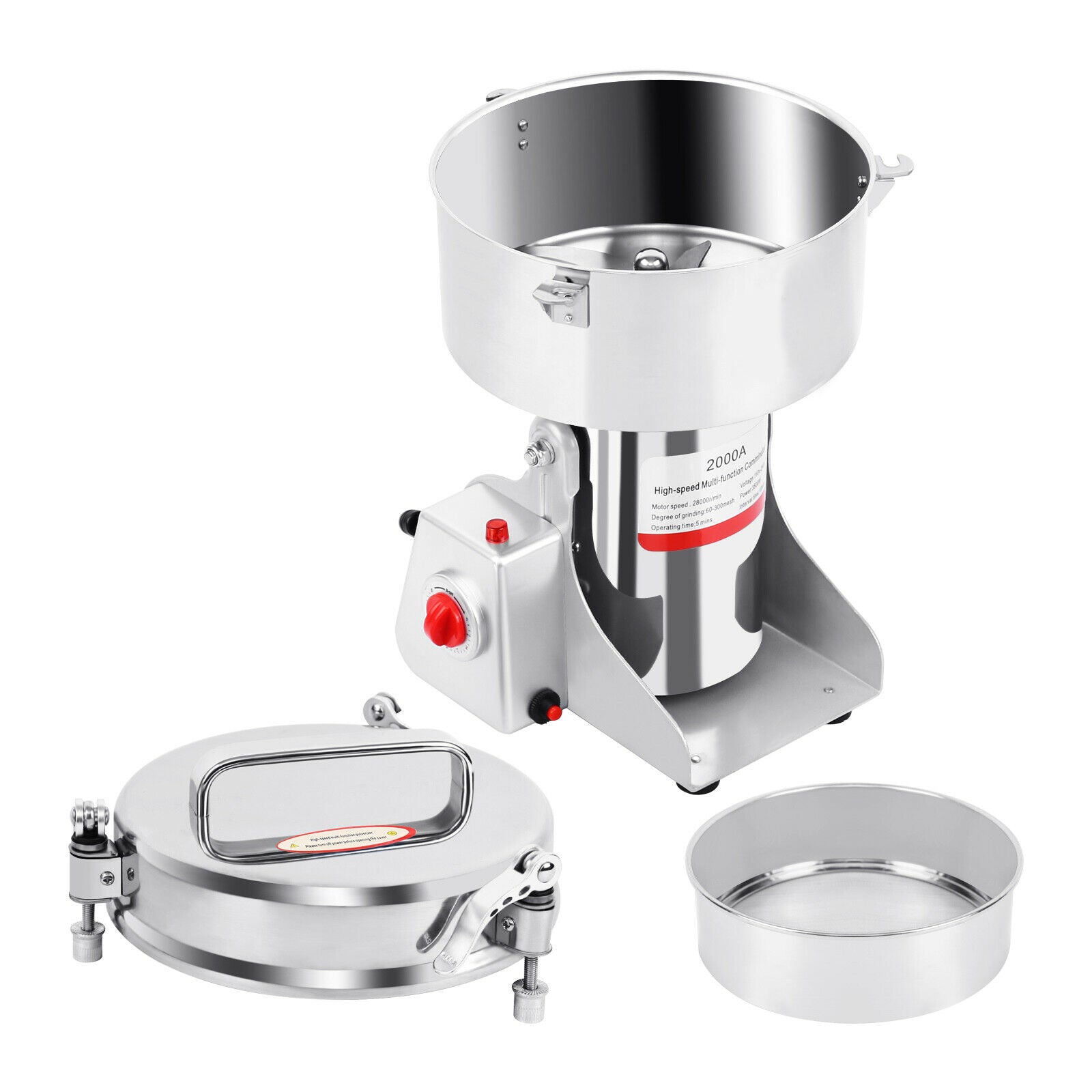 4000W Grain Grinder Spice Pill Crusher Stainless Steel with High Efficiency Overload Protection for Grains Nut Medicinal Materials Spice