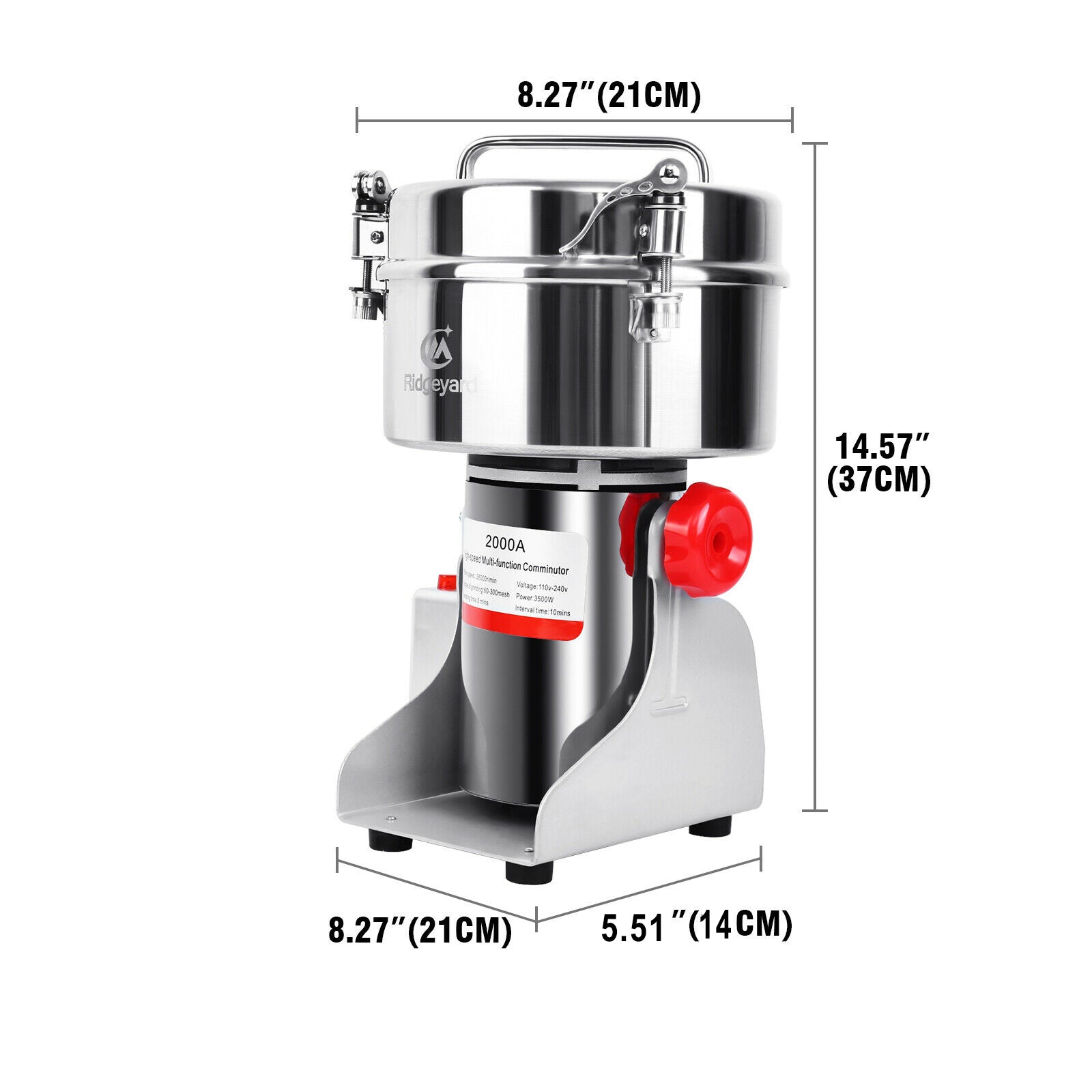 4000W Grain Grinder Spice Pill Crusher Stainless Steel with High Efficiency Overload Protection for Grains Nut Medicinal Materials Spice