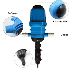 0.2%-2%/0.4%~4% Adjustable Fertilizer Injector Water Powered Chemical Liquid Doses Dispenser Drip Irrigation Injector Dosing Pump