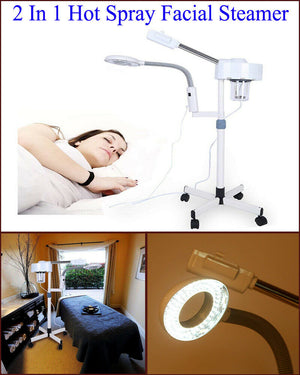 2 In 1 Facial Steamer with 5 Magnifying Glass Nano Ionic Ozone Steaming face Instrument Water Replenishment Equipment