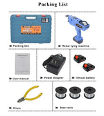Automatic Rebar Tier Tying Machine Electric Tying Tool Portable Rebar Cut Strapping Computer w/Electric + 2 Batteries