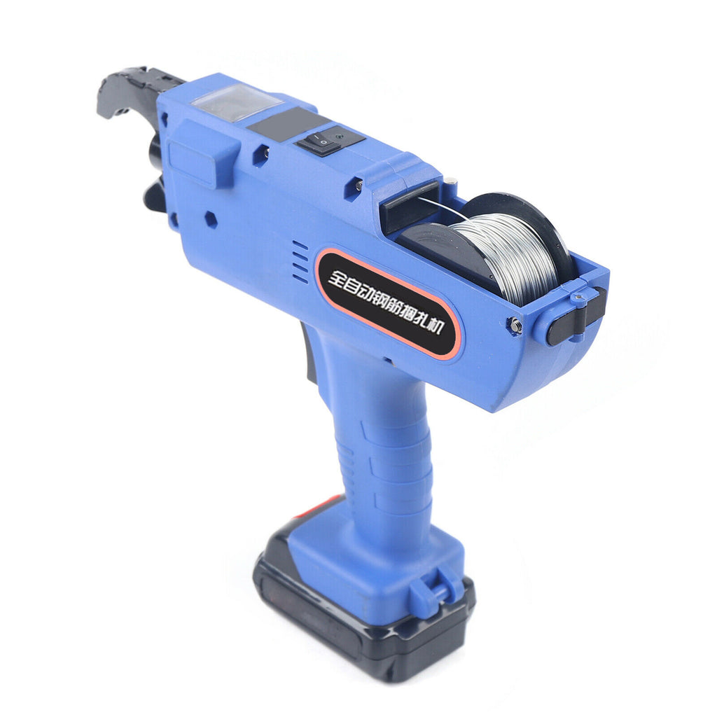 Automatic Rebar Tier Tying Machine Electric Tying Tool Portable Rebar Cut Strapping Computer w/Electric + 2 Batteries