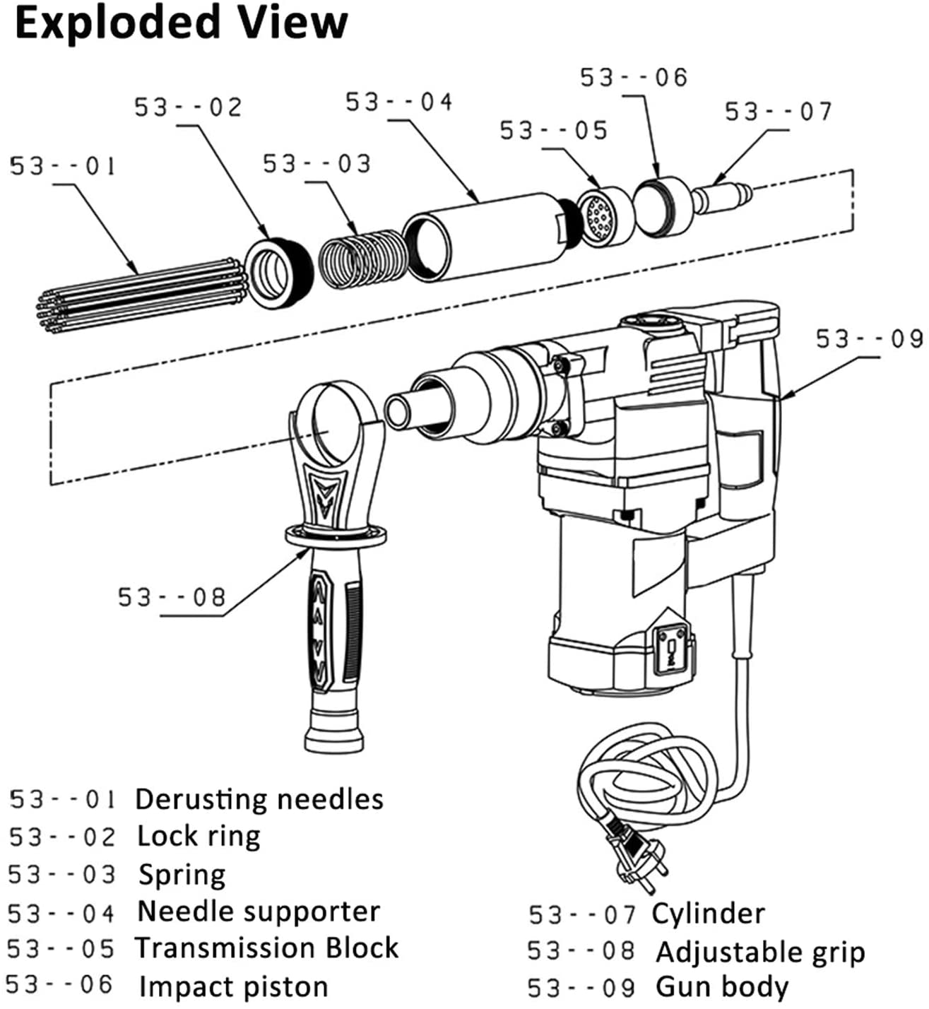 1400W Handheld Electric Needle Scaler for Removal of Rust Weld Slag Paint