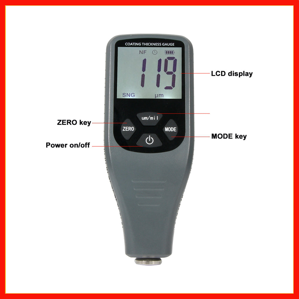 Coating Thickness Gauge Digital Paint Thickness Gauge Meter Tools Ferrous and Non-Ferrous 2 in 1 RZ240
