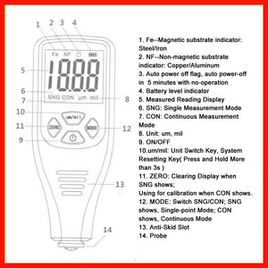 Coating Thickness Gauge Digital Paint Thickness Gauge Meter Tools Ferrous and Non-Ferrous 2 in 1 RZ240