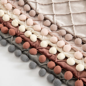 2 PCS Throw Pillow Covers with Pom-poms Soft Plush Velvet Decorative Luxury Style Cushion Case Pillow Shell for Sofa Bedroom, 12 Colors