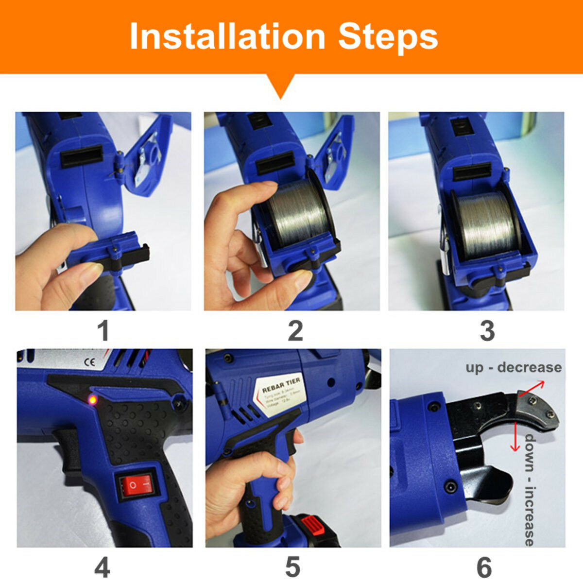 Handheld Automatic Rebar Tier Tying Machine Reinforcing Steel Strapping Machine Tool Kit  with 2 Stell Wire 8-34mm