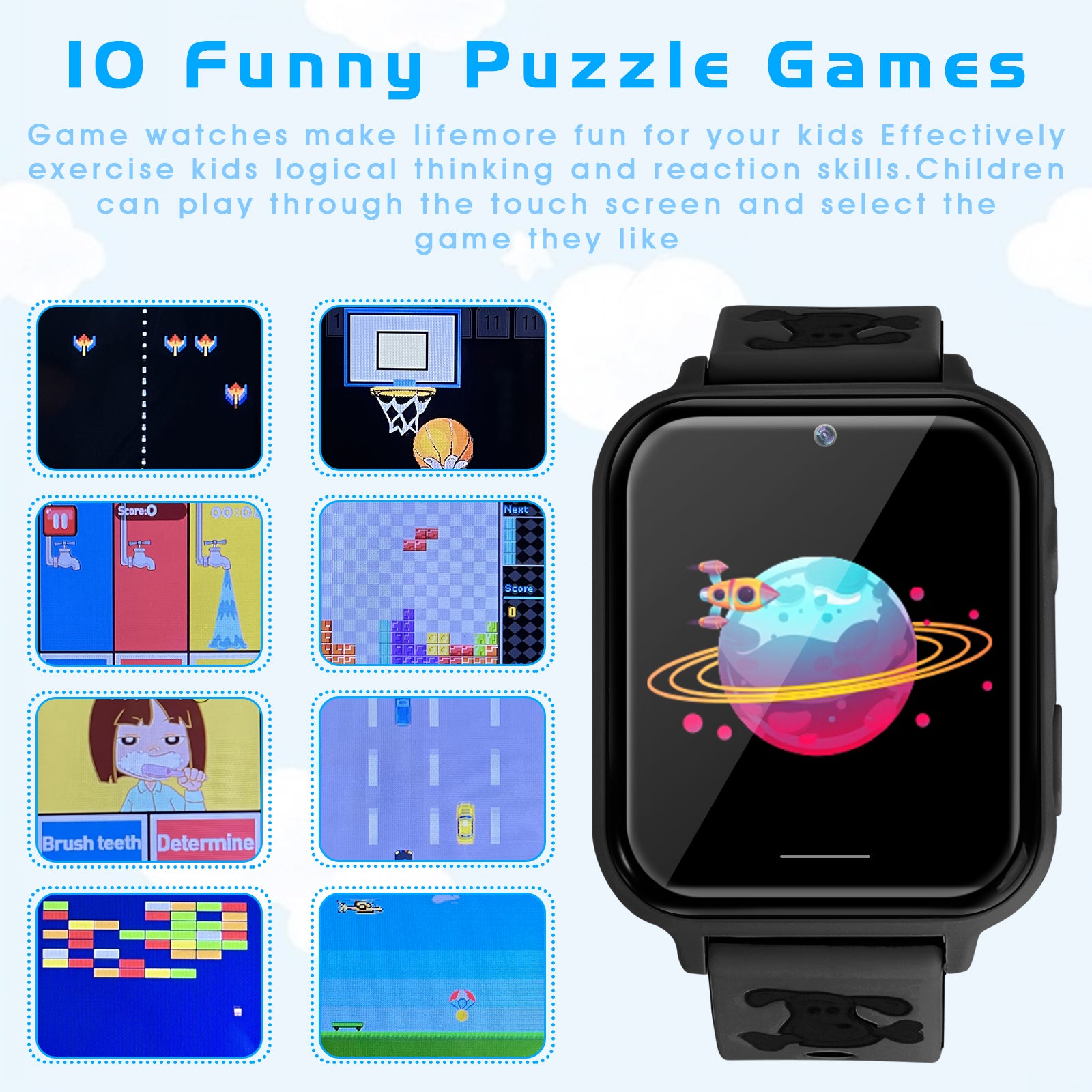 Kids Smartwatch for Boys Girls with Touch Screen Smartwatch with Phone Call SOS Music Player Alarm Camera Games for Christmas Birthday, 3 Colors