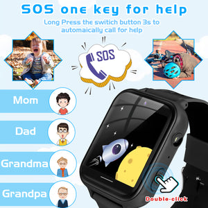 Kids Smartwatch for Boys Girls with Touch Screen Smartwatch with Phone Call SOS Music Player Alarm Camera Games for Christmas Birthday, 3 Colors