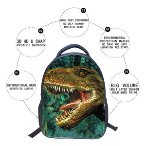 3D Dinosaur Backpack Book Bags Boys Girls Backpack Satchel Travel Rucksack Bag
