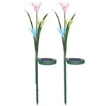 2 Pcs Lily Solar LED Lights Garden Stake Lamp Multi-color Change LED Light for Yard Patio Outdoor Decor