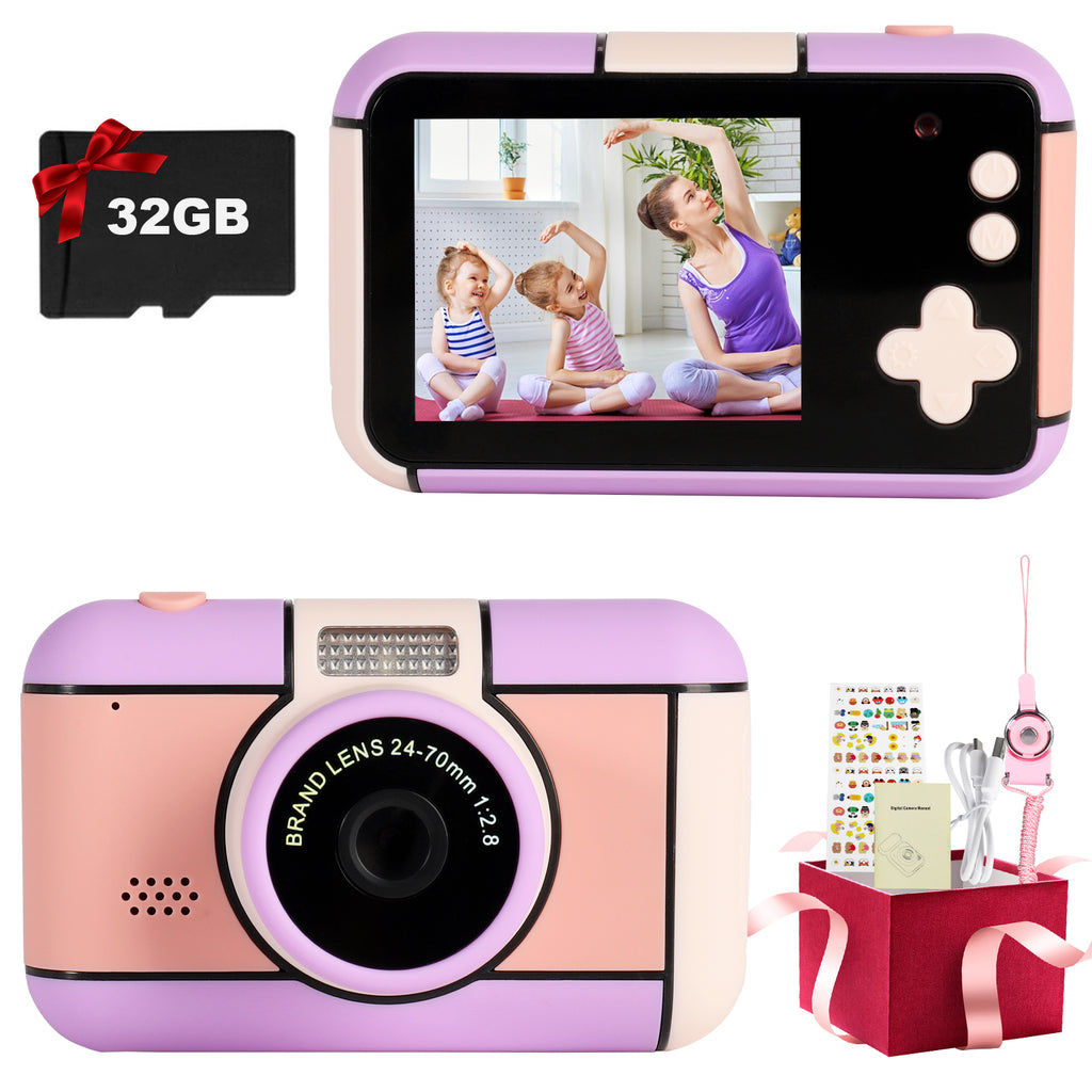 HD Digital Video Cameras for Kids Portable Toys for Kids with 32GB SD Card