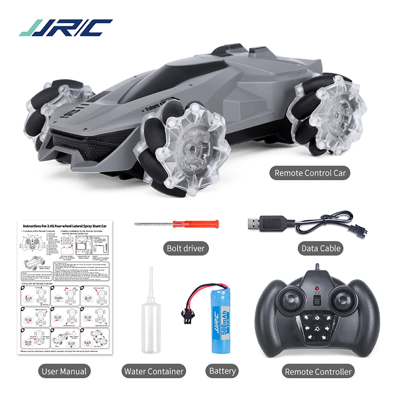 Remote Control Car with Fog Music Lights Spray 360° Auto Rotation of RC Car 4WD High Speed Car