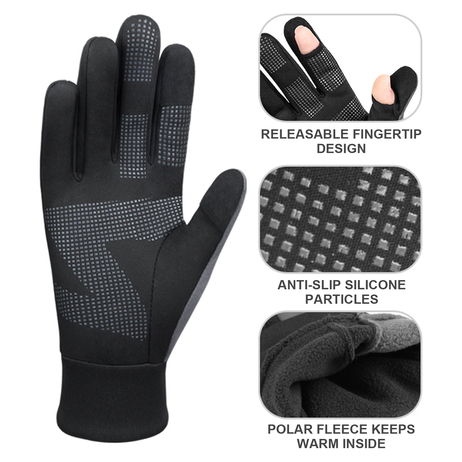 Winter Thermal Sports Gloves Touch Screen Waterproof Windproof Non-slip for Ski Riding Running Outdoor, S/M/L/XL