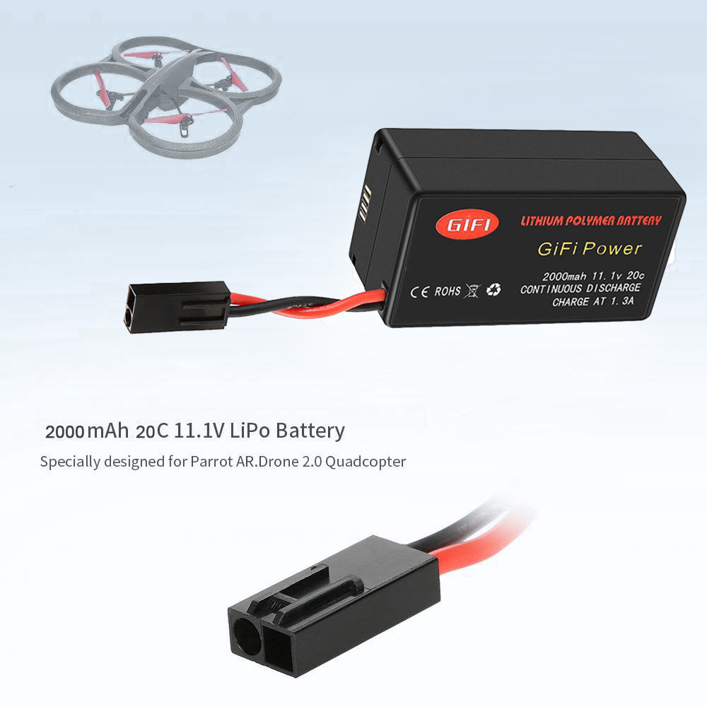 2 Pack Upgraded 2000mAh Li-Po Replacement Battery for Parrot AR.Drone 2.0