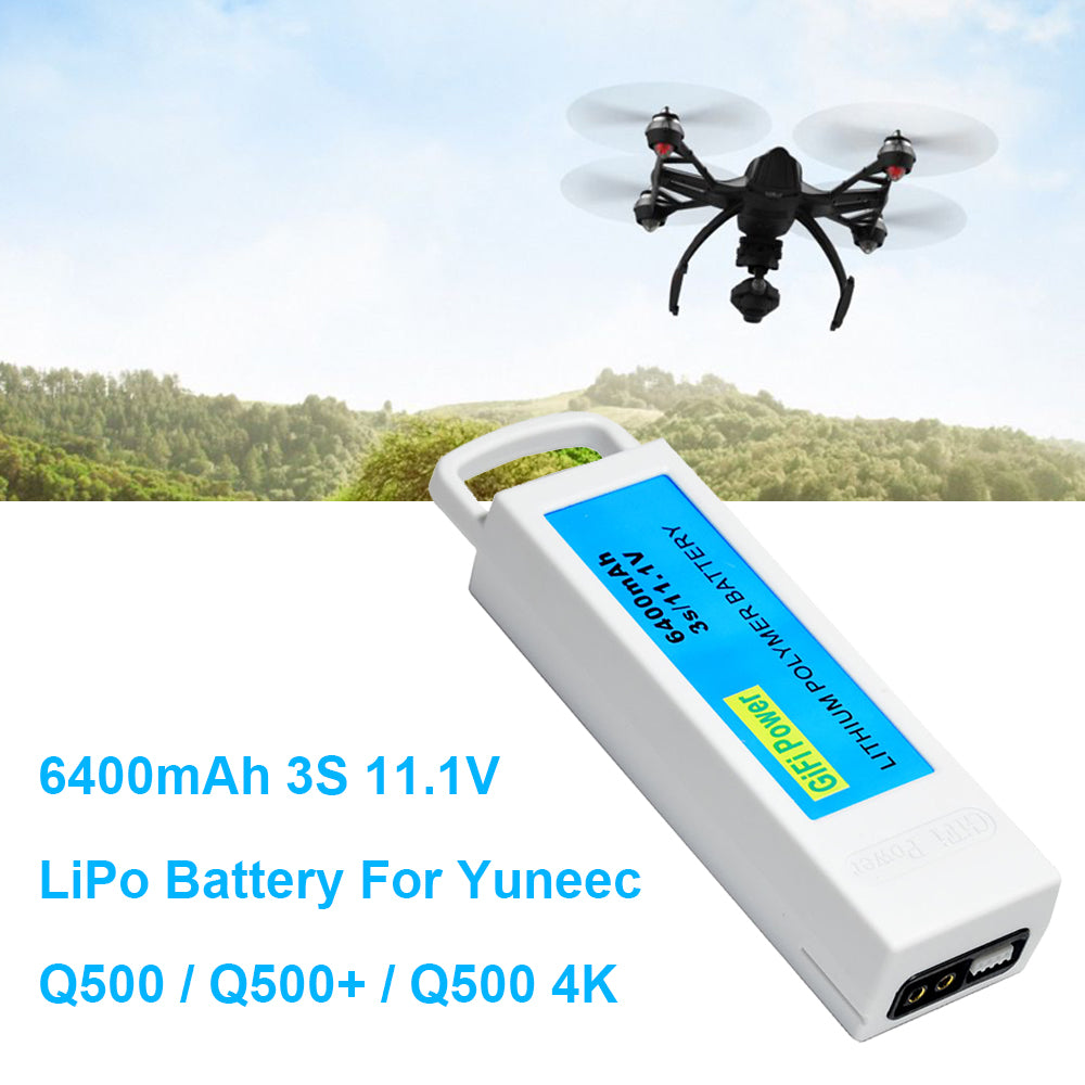 6400mAh High Capacity 11.1V LiPO Battery for Yuneec Q500 Q500+ Q500 4K Drone Quadcopter