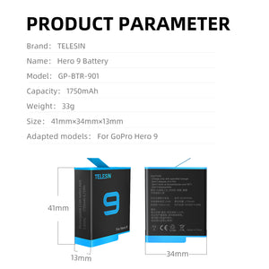 2-Pack 4.4V 1750mAh Battery Compatible for GoPro Hero 9 Black Edition