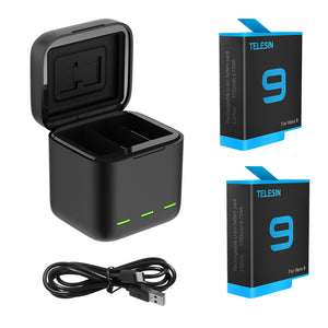 Hero 9 Replacement Batteries and 3-Channel USB Charger Compatible with GoPro Hero 9 Black