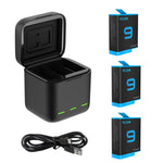 Hero 9 Replacement Batteries and 3-Channel USB Charger Compatible with GoPro Hero 9 Black