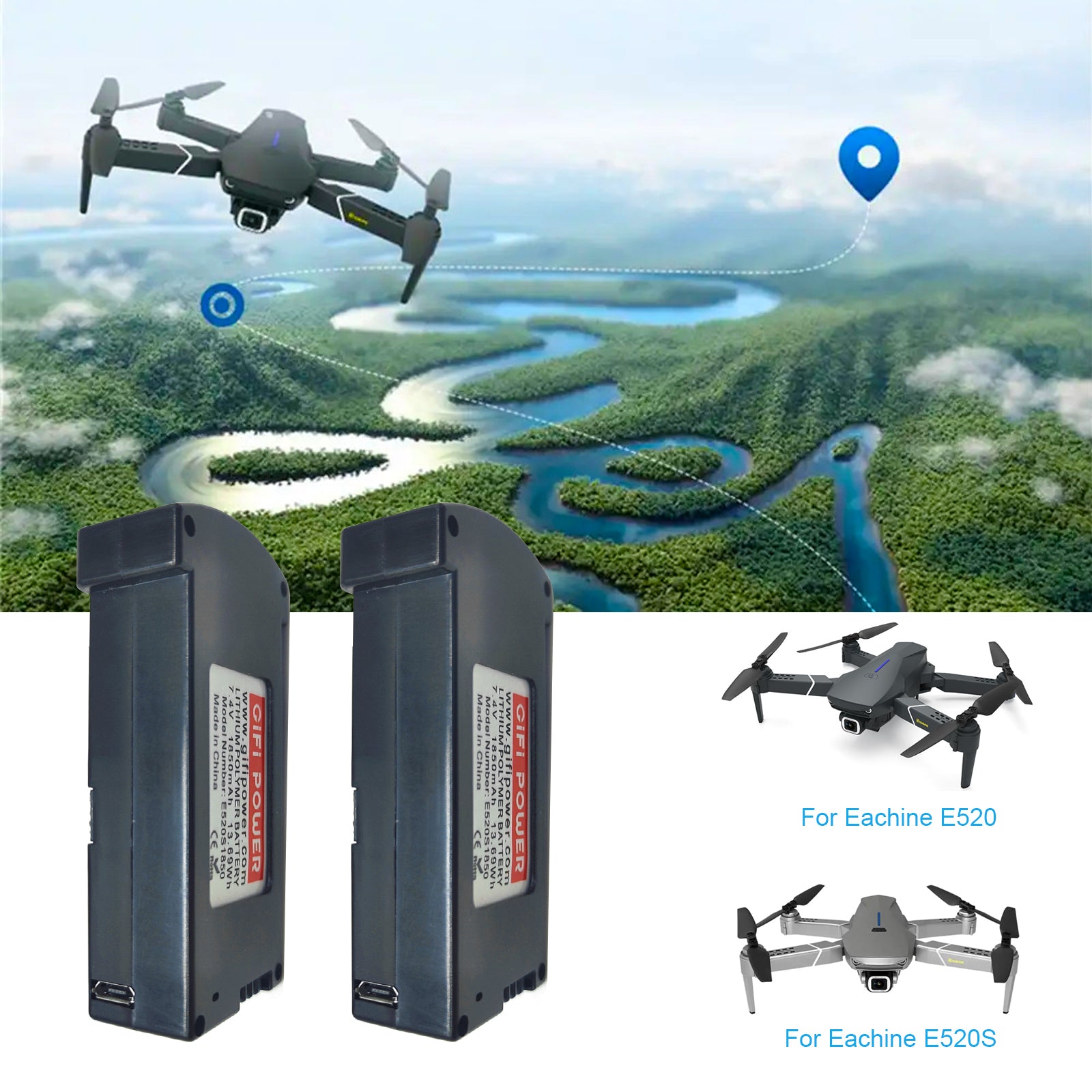 7.4V 1850MAH LiPo Battery Accessories Spare Battery For Eachine E520 E520S Quadcopter