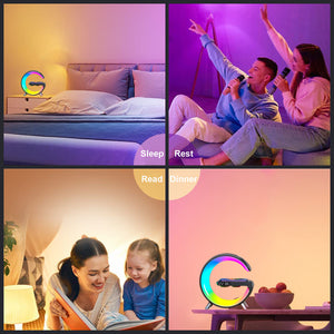 Wireless Cellphone Charger Intelligent Bluetooth Speaker LED Lamp, Multifunctional RGB Night Light Alarm Clock & Charging Station