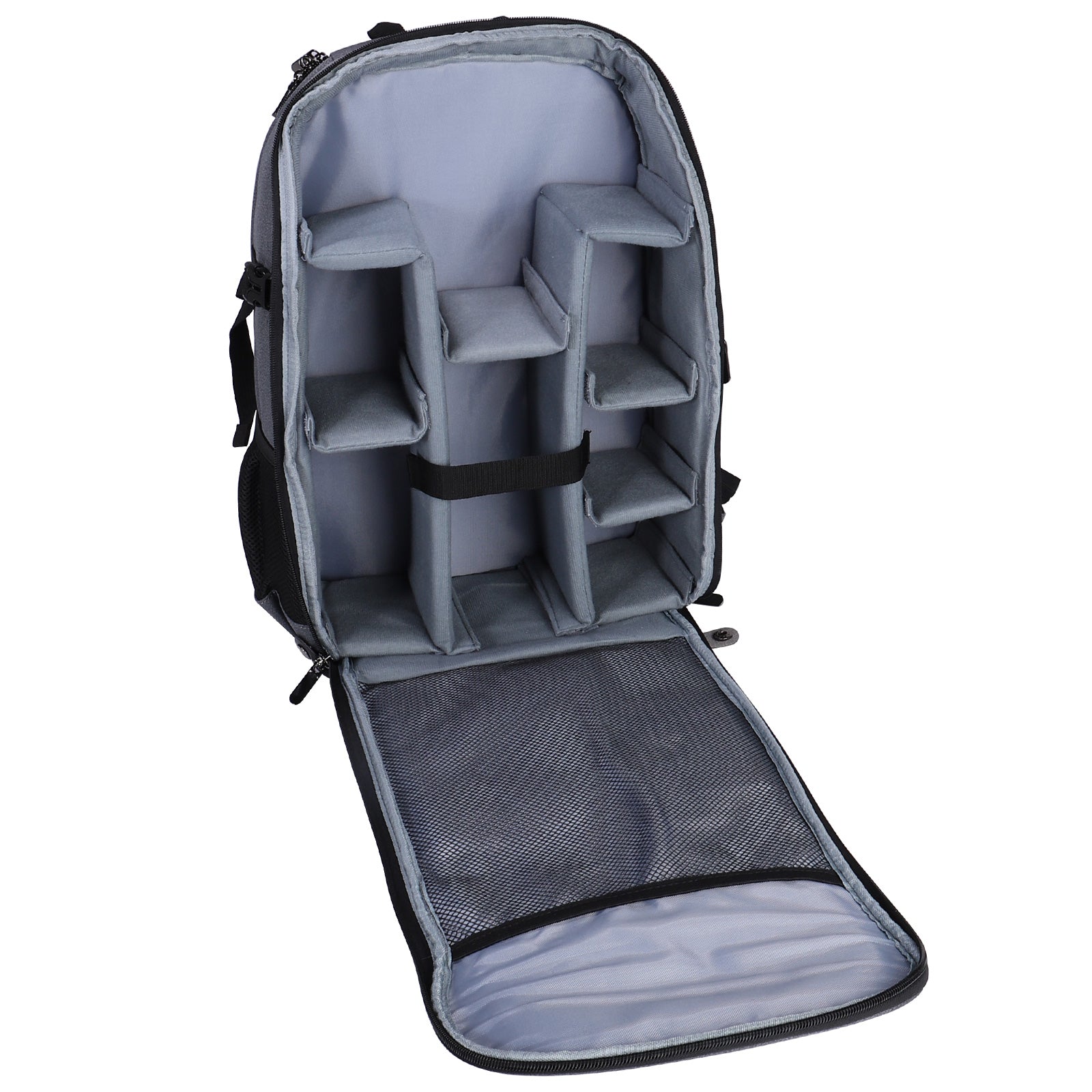 Camera Backpack for DSLR Digital Drone Waterproof Photography Backpack with LED Flash for Travel Night Outdoor, Gray