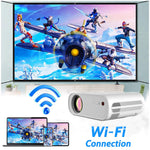 Mini Projector Portable Full HD 1080P with Synchronize Smartphone Screen for Outdoor Movie Home Theater