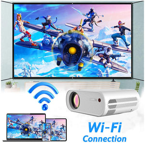 Mini Projector Portable Full HD 1080P with Synchronize Smartphone Screen for Outdoor Movie Home Theater