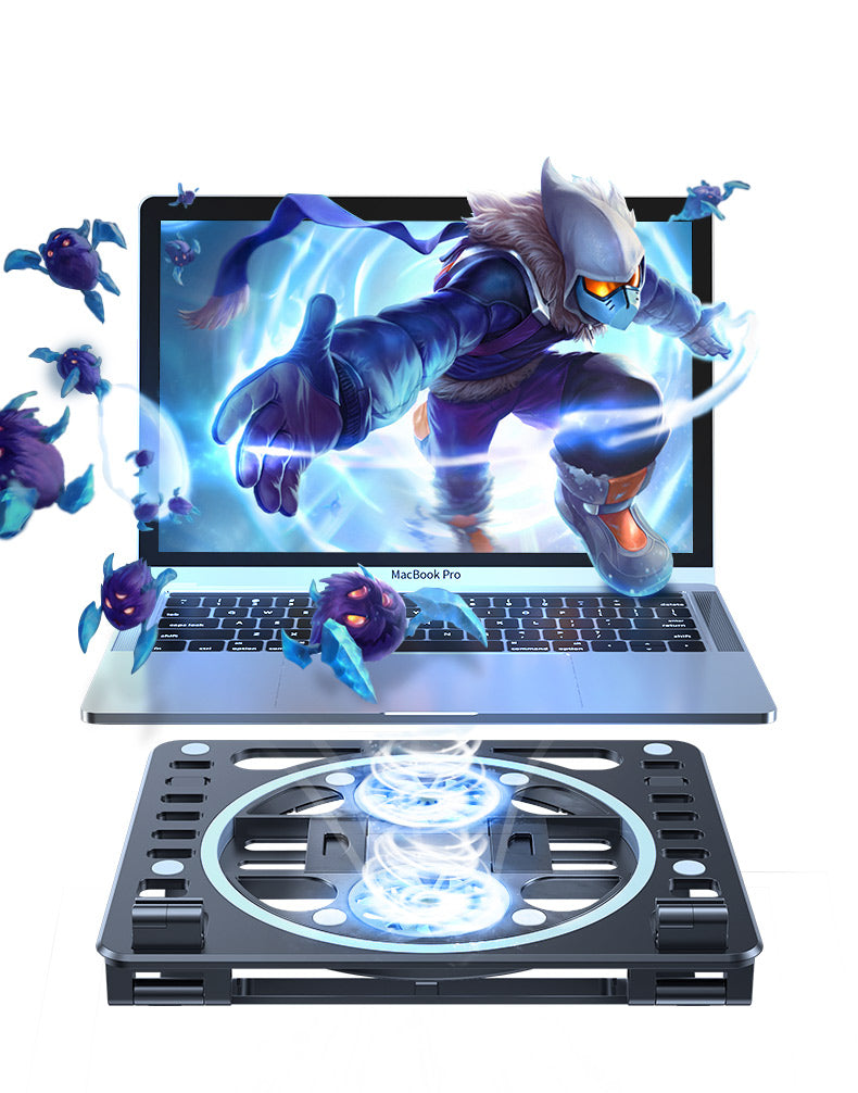 Cooling Laptop Stand with 2 Quiet Fan Adjustable Notebook Cooler Multifunctional Desktop Stand