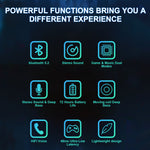 Neckband Headphones Wireless Gaming Earbuds with 48ms Ultra-Low Latency 72 Hours of Play Time Fast Charge Led Lighting