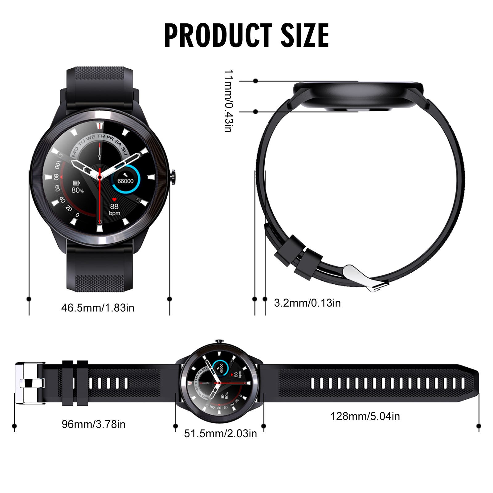 Smart Watch Fitness Tracker with Waterproof Bluetooth All Day Heart Rate Monitor Sleep Quality Tracker