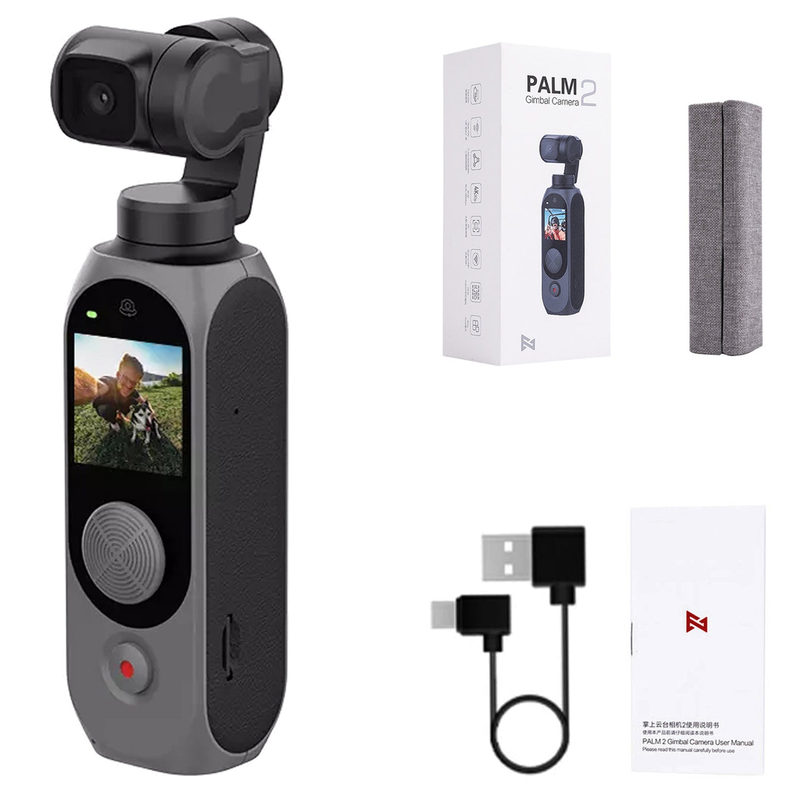 FIMI Palm 2 Gimbal Camera with 128° 4K UHD Ultra Wide Angle Lens for Android and iPhone, Black