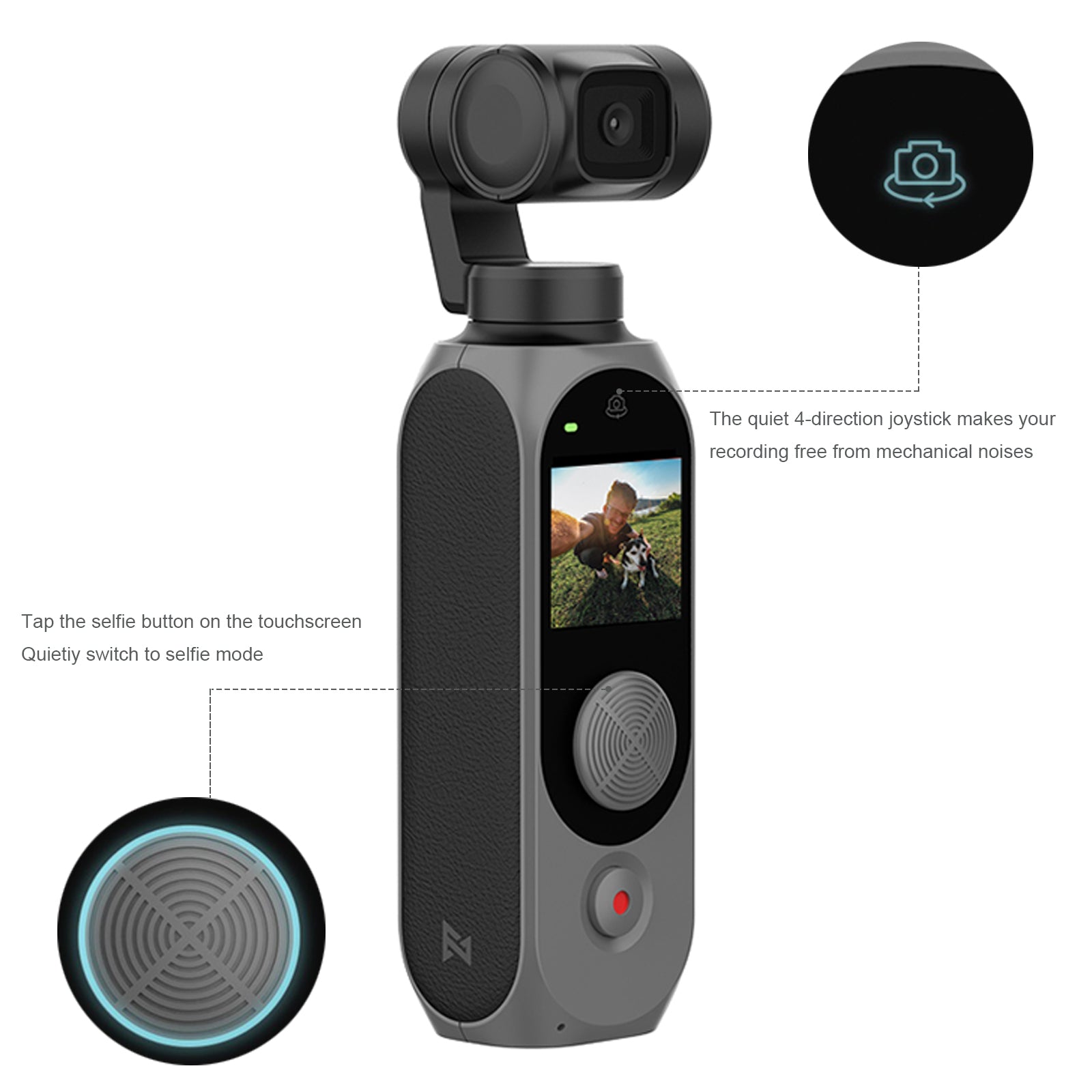 FIMI Palm 2 Gimbal Camera with 128° 4K UHD Ultra Wide Angle Lens for Android and iPhone, Black