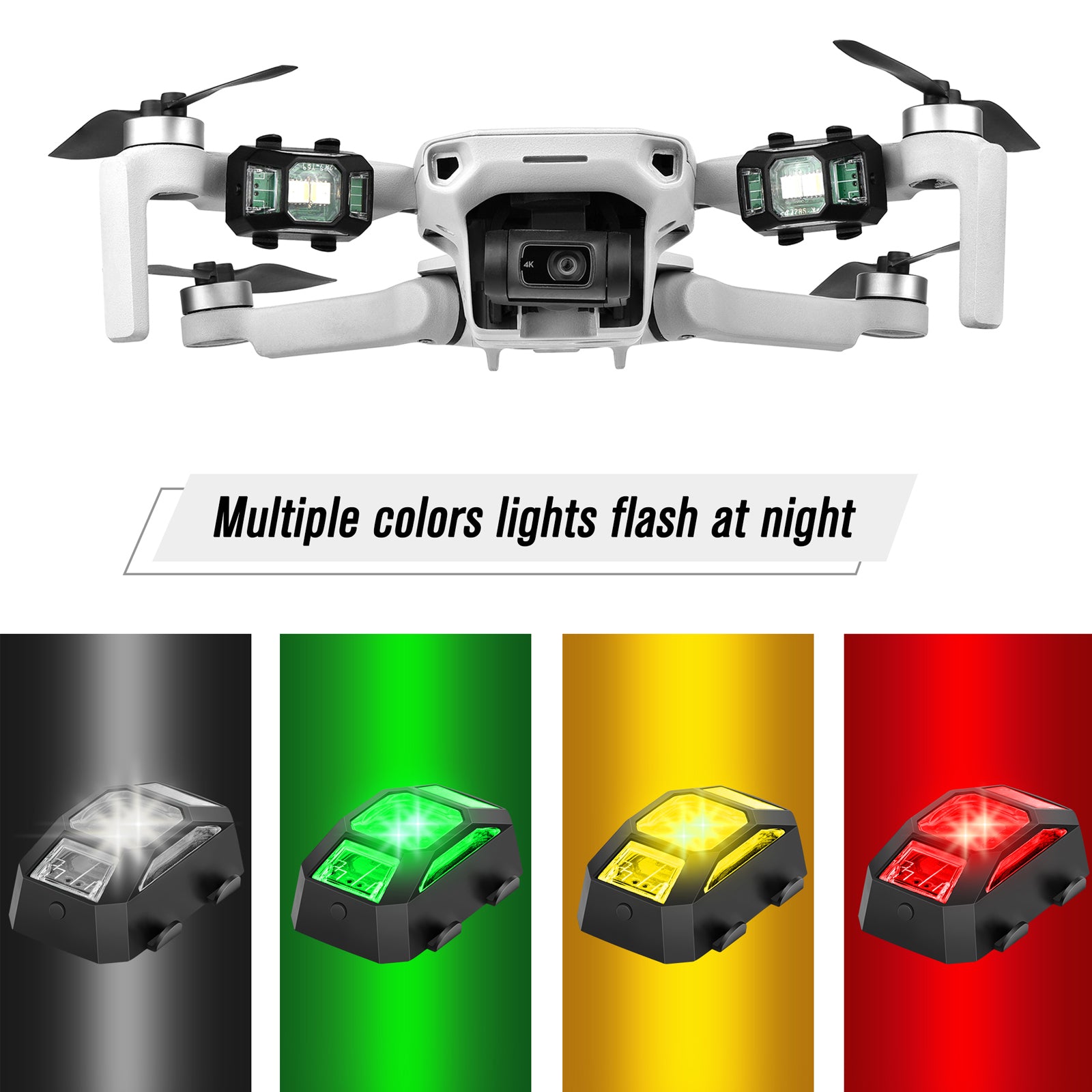 Drone Strobe Lights, Anti-Collision Lighting, Lightweight Drone LED Lights with 4 Colors for DJI FPV Drone/Mini 2/Mavic Mini/Mavic Air 2/Holy Stone