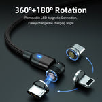 A.S Magnetic USB Charging Cable with Fast Charging 360° Rotation for Micro USB Type C Android