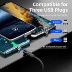 A.S Magnetic USB Charging Cable with Fast Charging 360° Rotation for Micro USB Type C Android