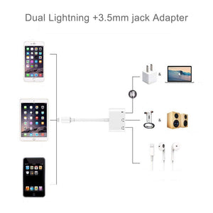 3 in 1 Audio and Charge Headphone Splitter for Phone 11 /11 Pro /XS /XS Max /XR /X /8 /8 Plus /7 /7 Plus Support Fast Charge