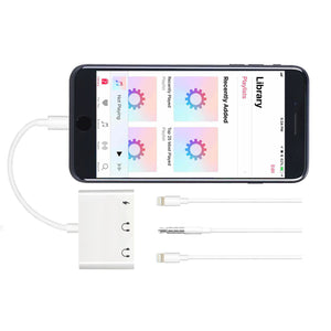 3 in 1 Audio and Charge Headphone Splitter for Phone 11 /11 Pro /XS /XS Max /XR /X /8 /8 Plus /7 /7 Plus Support Fast Charge