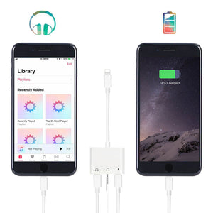 3 in 1 Audio and Charge Headphone Splitter for Phone 11 /11 Pro /XS /XS Max /XR /X /8 /8 Plus /7 /7 Plus Support Fast Charge