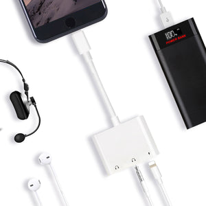 3 in 1 Audio and Charge Headphone Splitter for Phone 11 /11 Pro /XS /XS Max /XR /X /8 /8 Plus /7 /7 Plus Support Fast Charge