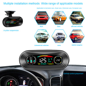 Head up Display Car Overhead Video Players GPS Speedometer with Speed OverSpeed Alarm KMH/MPH Mileage Measurement for All Vehicles