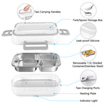Electric Lunch Box Food Heater, 12V/110VCar Home Portable Lunch Heater with Removable Stainless Steel Container Fork Spoon Carry Bag