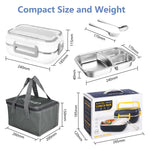 Electric Lunch Box Food Heater, 12V/110VCar Home Portable Lunch Heater with Removable Stainless Steel Container Fork Spoon Carry Bag